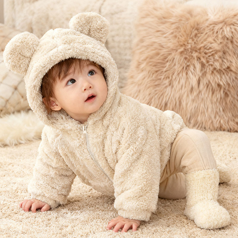 Toddler Boy Winter Fleece Jacket - Kids Bear Ear Hooded Fleece Jacket