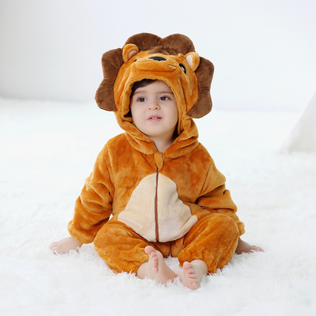 Newborn Baby Cute Lion Animal  - Cotton Baby Onesies Zipper review and price