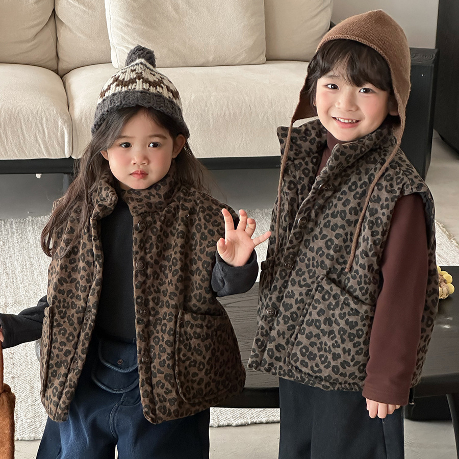 Kids Leopard Print Padded Vest - Toddler Boy Winter Fleece Jacket review and price