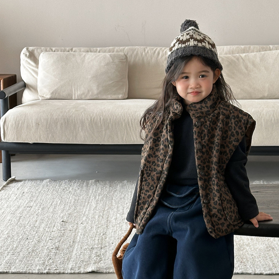 Kids Leopard Print Padded Vest - Toddler Boy Winter Fleece Jacket review and price