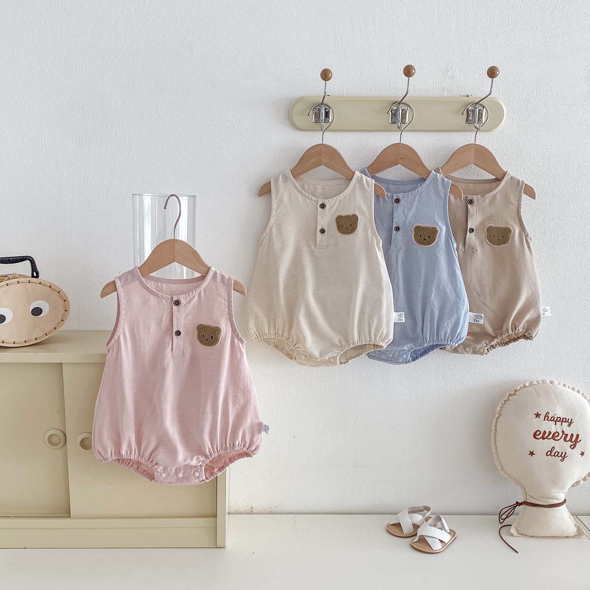 Baby Summer Bear Thin Sleevele - Baby Summer Linen Sleeveless Jumpsuit review and price