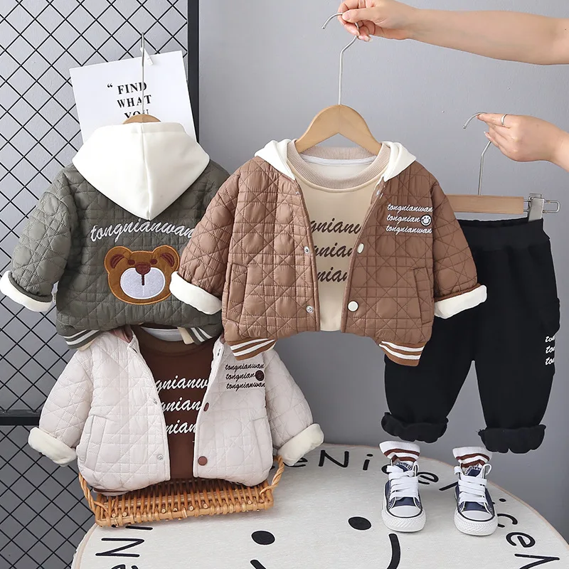 2025 Winter Kids Boys 3-Piece  - Toddler Boy Winter Fleece Jacket review and price
