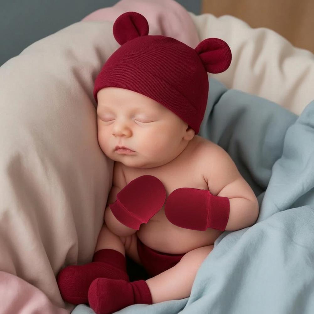 Baby Scratch Mittens Booties N - Infant Beanie Hat With Ears review and price