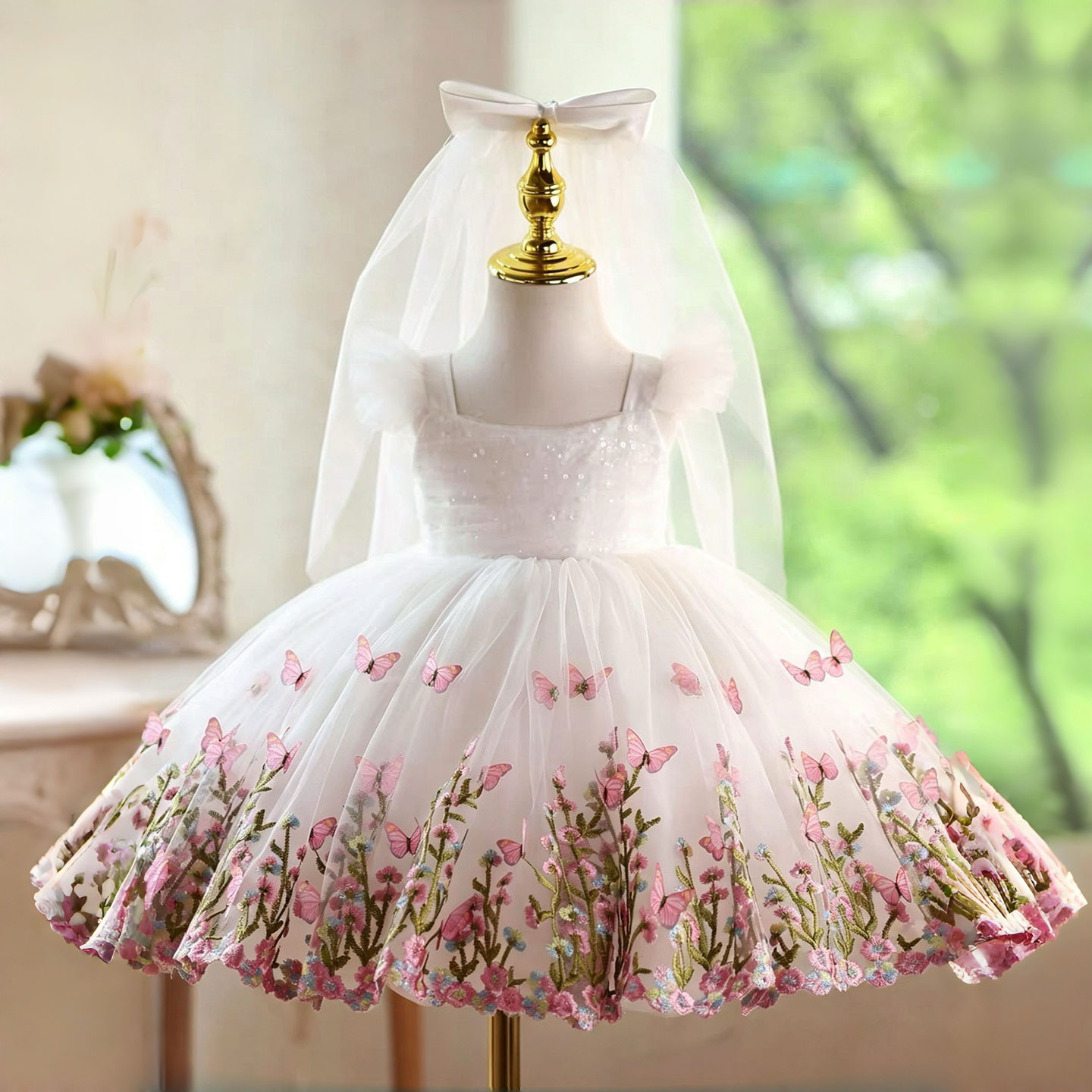 Jill Wish D277 White Butterfly - Toddler Girl Tulle Party Dress review and price