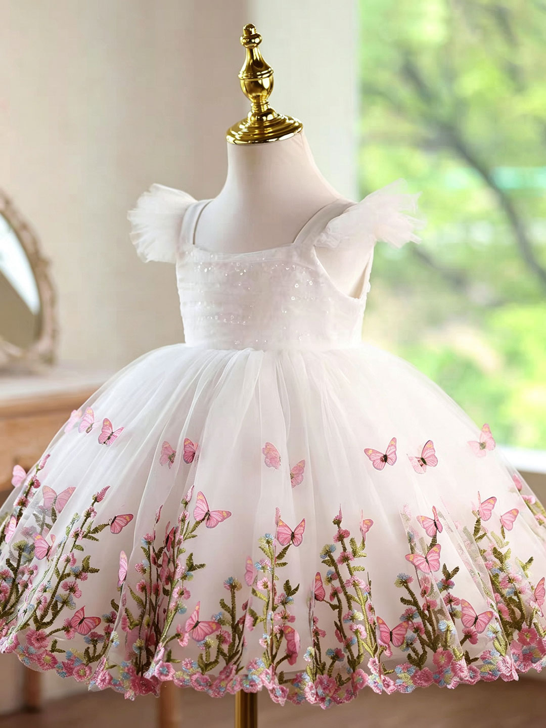 Jill Wish D277 White Butterfly - Toddler Girl Tulle Party Dress review and price