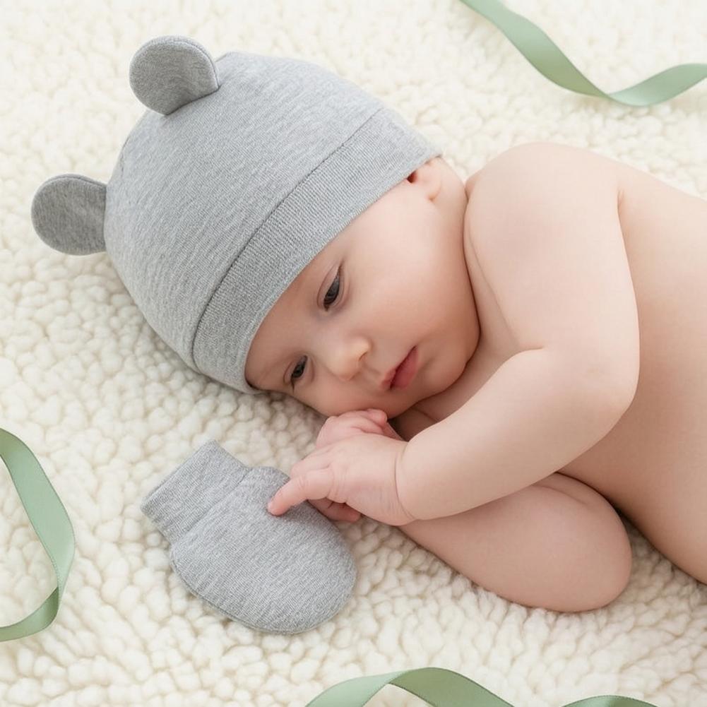 Anti Scratch Mittens for Newbo - Infant Beanie Hat With Ears review and price