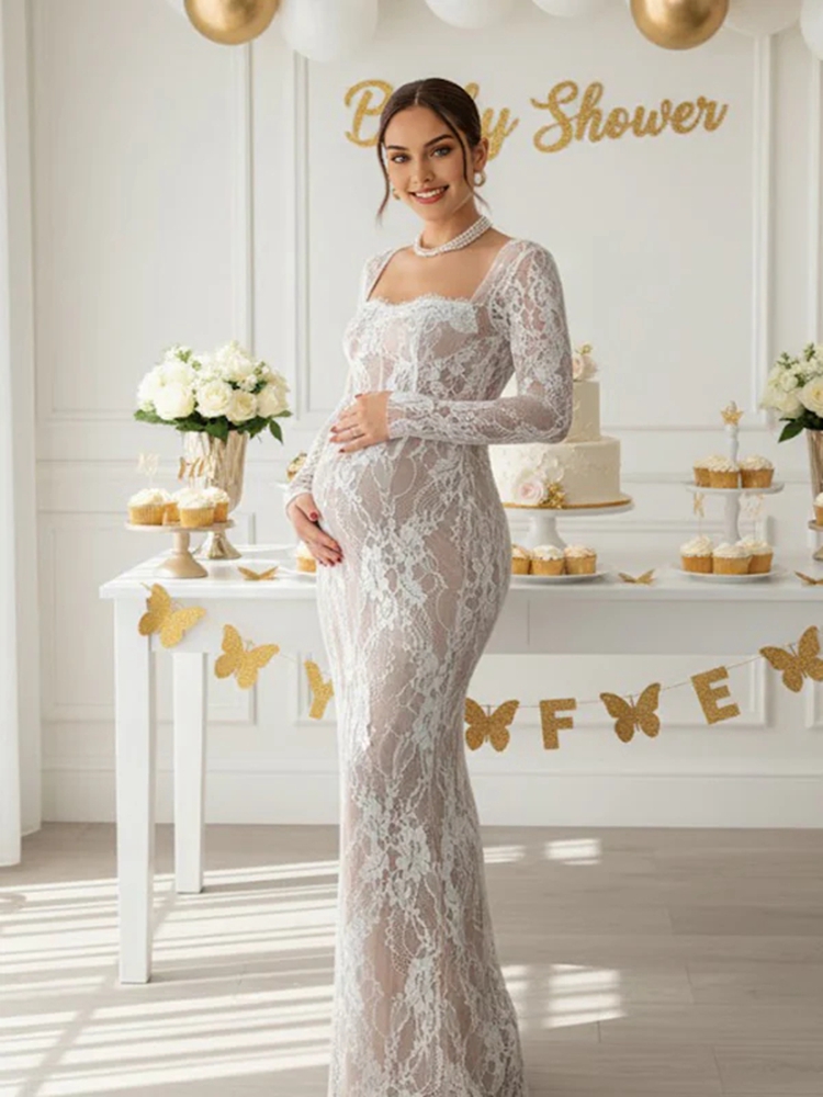 Lace Maternity Photoshoot Dres - Maternity Wear review and price